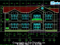 Bản vẽ Nhà công vụ block 6 căn (lầu) đầy đủ chức năng sử dụng mặt bằng, mặt cắt, mặt đứng, bố trí điện + nước