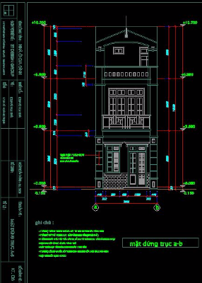 Bản vẽ Nhà dân kích thước 4.3x10m 