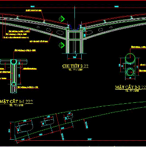 Bản vẽ nhà để xe khung sắt mái vòm ( kết cấu)
