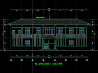 Bản vẽ nhà điều hành trường mầm non huyện miền núi 2 tầng 10.4x23.4m