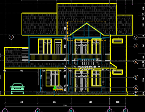 Bản vẽ Nhà ở 2 tầng, kích thước khu đất 16.2x26m. diện tích sàn 365m2.(kiến trúc,kết cấu)