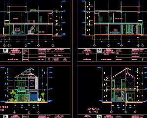 Bản vẽ Nhà ở gia đình 2 tầng kích thước  8 x 17m 