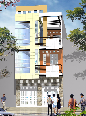 Bản vẽ nhà phố,Nhà phố 3 tầng,nhà 3 tầng có phối cảnh,nhà kích thước 7.4 x 17.8m