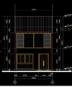 Bản vẽ nhà phố,dự toán,nhà phố 2 tầng,5x14m