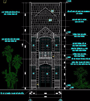 Bản vẽ  nhà phố 2,5 tầng kích thước 4,3x16,2m 