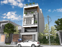 Bản vẽ nhà phố 3 tầng 1 tum KT 5.5x20m (full KT, KC, ĐN, file 3d sketchup)
