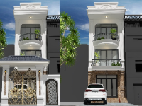 Bản vẽ nhà phố 3 tầng, 3 phòng ngủ – Diện tích 4.8x24m