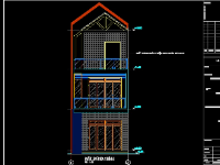 Bản vẽ nhà phố 3 tầng KT 4.9m x 13.85m full kiến trúc, kết cấu, điện nước