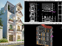 Bản vẽ Nhà phố 4 Tầng 7x13m FULL REVIT Phối cảnh 3D + triển khai kiến trúc