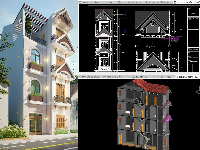 Nhà phố 4 Tầng 7x13m,Nhà phố,Bản vẽ kiến trúc Nhà phố,Revit nhà phố 4 tầng,Bản vẽ nhà phố 4 tầng