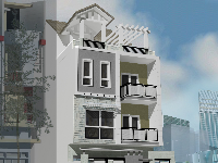 Bản vẽ nhà phố,nhà 4 tầng,phối cảnh nhà phố,nhà phố 4 tầng kích thước 7m x 20m