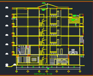 Bản vẽ Nhà phố 5 tầng Full điện nước, biện pháp thi công, dự toán kích thước 4x21,95m(4x21.95)