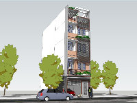 nhà phố 5 tầng,Bản vẽ nhà phố,kiến trúc 5 tầng,phối cảnh nhà,nhà phố 5 tầng kích thước 5m x 16.3m