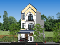Bản vẽ (pdf + autocad + 3d sketchup) nhà phố 3 tầng 6x20m