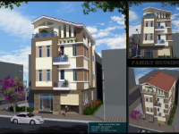 Bản vẽ phương án thiết kế nhà phố 4 tầng KT 7.5x11.4m (file mặt bằng và file sketchup phối cảnh)