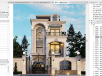 Bản vẽ revit biệt thự tân cổ điển 3 tầng 8x17.9m