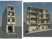 Bản vẽ revit thiết kế nhà phố 4 tầng diện tích 4x16m