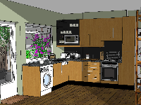 Bản vẻ sketchup 2008 thiết kế nội thất nhà bếp đẹp hiện đại