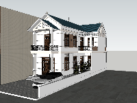 file sketchup,sketchup nhà 2 tầng chữ L,Model sketchup nhà 2 tầng mái thái,sketchup 2019 nhà 2 tầng,file su nhà 2 tầng