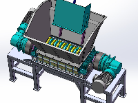 Bản vẽ solidworks máy nghiền rác thải công nghiệp trục đôi