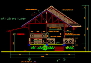 Bản vẽ,Bản vẽ autocad,nhà hàng,nhà sàn