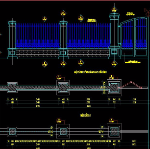 Bản vẽ thiết kế các mẫu cổng Hàng rào đẹp, đủ kích thước,cho dân chuyên dụng mẫu 3