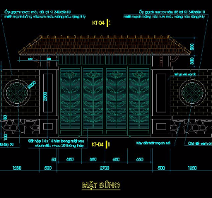 Bản vẽ thiết kế các mẫu cổng Hàng rào đẹp, đủ kích thước,cho dân chuyên dụng mẫu 4