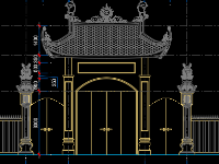Bản vẽ thiết kế Cổng chùa và hàng rào
