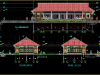 Bản vẽ thiết kế đầy đủ hạng mục kiến trúc nhà văn hoá, thể thao xã 10.8x29.7m