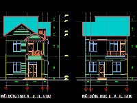 Bản vẽ thiết kế kiến trúc Biệt thự mái thái (2 tầng - 7.15 x 15)