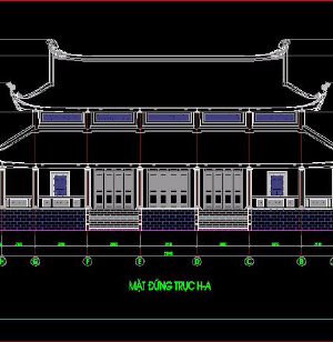 Bản vẽ Thiết kế kiến trúc chùa Trung Kính