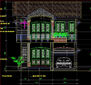 Bản vẽ thiết kế kiến trúc nhà phố 2 tầng kích thước 8x15m