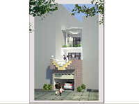 Bản vẽ thiết kế kiến trúc nhà phố 3 tầng kích thước 3.8m x 15.3m
