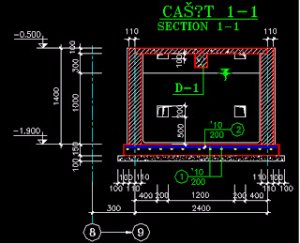 Bản vẽ autocad,Bể tự hoại,hầm tự hoại,thiết kế hầm tự hoại