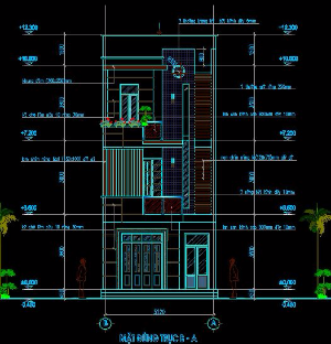 Bản vẽ thiết kế mẫu nhà 3 tầng kích thước 5,2 x 13m kiến trúc đẹp