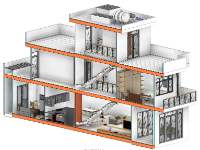 Bản vẽ thiết kế nhà ống 2 tầng 1 tum 5x20m 3 phòng ngủ, có cầu thang dọc