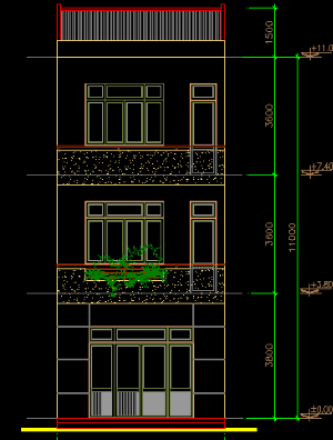 Bản vẽ thiết kế nhà phố 3 tầng kích thước 5x12.38m(13.35m) đầy đủ: KT+KC+ĐN