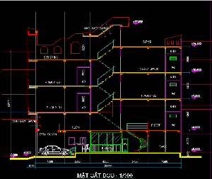 Bản vẽ thiết kế nhà  phố 3,6 x 20m