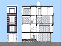 Bản vẽ thiết kế nhà phố 4 tầng kiến trúc hiện đại 3.6x10.5m