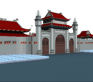 Bản vẽ thiết kế phối cảnh chùa bằng phần mềm 3Dmax