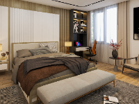 Bản vẻ thiết kế phòng ngủ đẹp, hiện đại 5.4x4.8m 