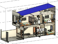 Bản vẽ thiết kế Revit nhà phố 2 tầng hiện đại 5x16m