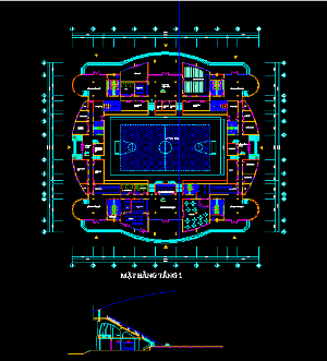 Thiết kế sân bóng rổ 2 tầng,Bản vẽ sân bóng rổ 2 tầng,sân bóng rổ,file cad sân bóng