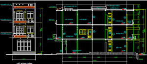 Bản vẽ thiết kế sơ bộ mẫu nhà phố 3 tầng 