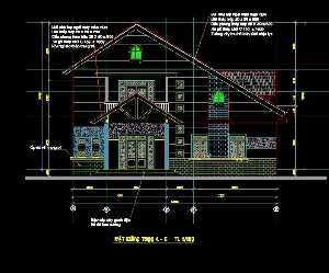 Bản vẽ thiết kế xin phép xây dựng nhà cấp 4 (2 mái), kích thước 14mx11m.