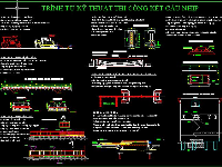 Bản vẽ trình tự kĩ thuật thi công kết cấu nhịp cầu bằng giá long môn cố định