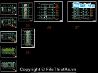 Bản vẽ xây dựng nhà 5 tầng bằng autocad