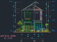 Bản vẽ xin phép nhà 2 tầng kích thước 7.55x16.55m ( Kiến trúc, kết cấu, điện nước)