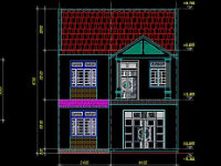 Bản vẽ xin phép xây dựng nhà dân 2 tầng 8x12.5m ( KT, KC, ĐN)