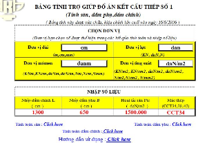 Bảng tính trợ giúp Đồ án kết cấu thép số 1